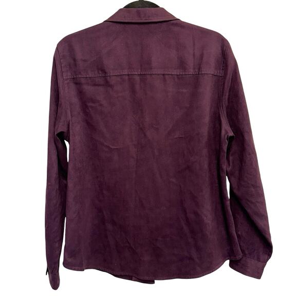 Evan-Picone Purple Button Down Faux Suede Blouse Y2K - Picture 2 of 3